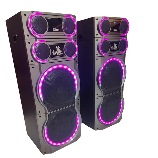 DJ Stone Club DJ Bluetooth Party Tower Speakers with LED Lights, Dual Towers, Wireless Microphone, USB and AUX. Powerfull Bass.