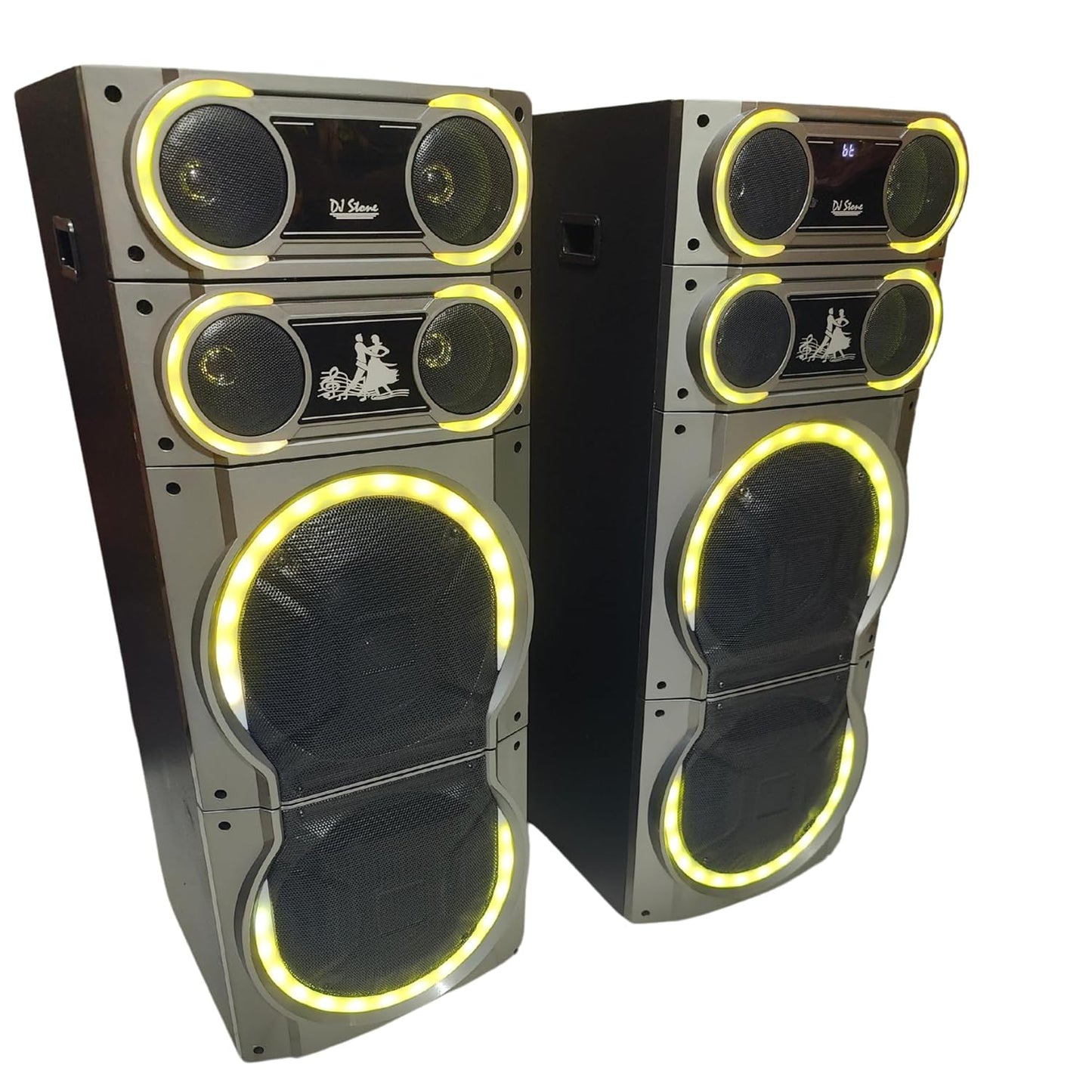 DJ Stone Club DJ Bluetooth Party Tower Speakers with LED Lights, Dual Towers, Wireless Microphone, USB and AUX. Powerfull Bass.