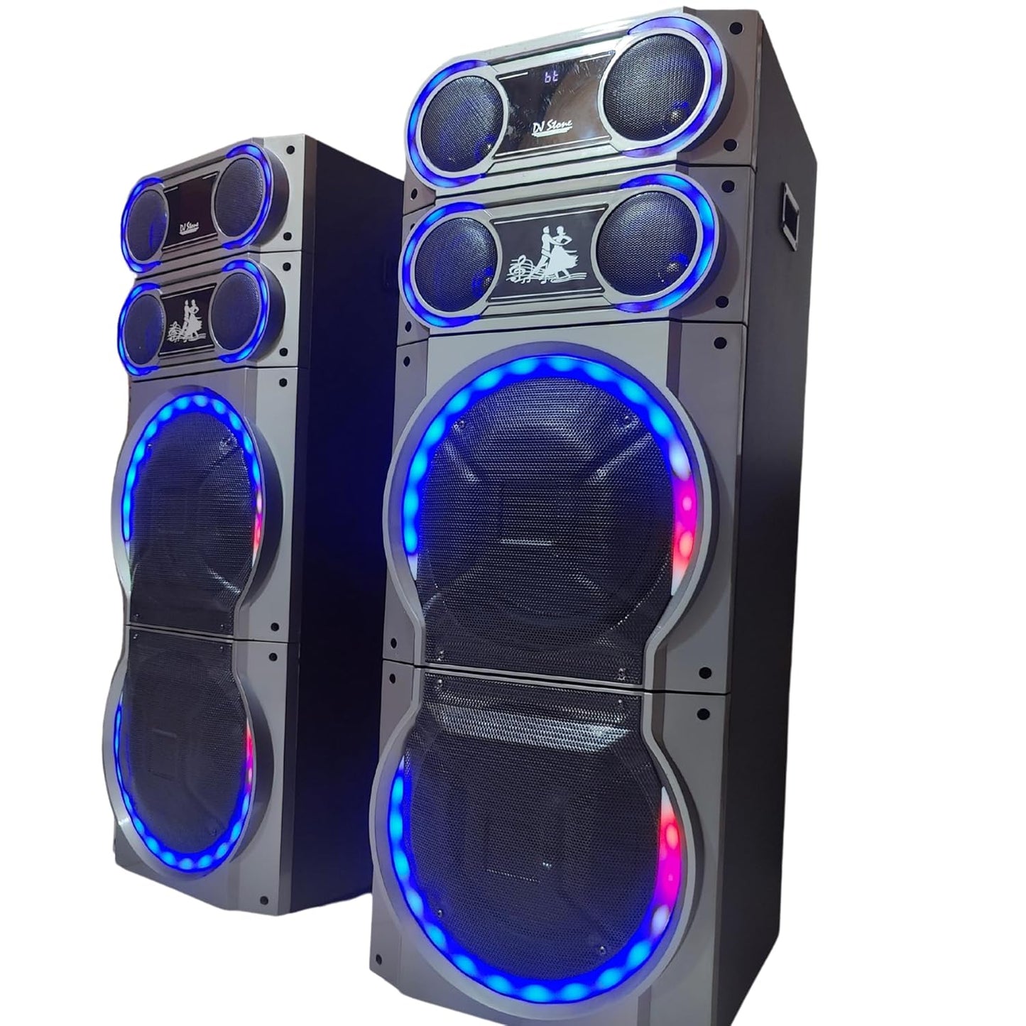 DJ Stone Club DJ Bluetooth Party Tower Speakers with LED Lights, Dual Towers, Wireless Microphone, USB and AUX. Powerfull Bass.