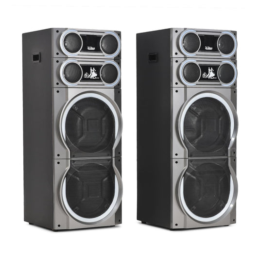 DJ Stone Club DJ Bluetooth Party Tower Speakers with LED Lights, Dual Towers, Wireless Microphone, USB and AUX. Powerfull Bass.